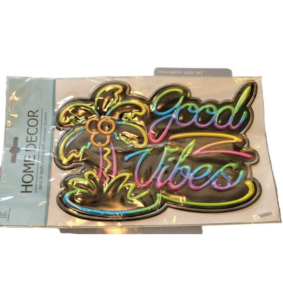 Good Vibes Neon Wall Sticker 3-D Rainbow Home Decor 9.5" NIP Jj3460 - Picture 1 of 4
